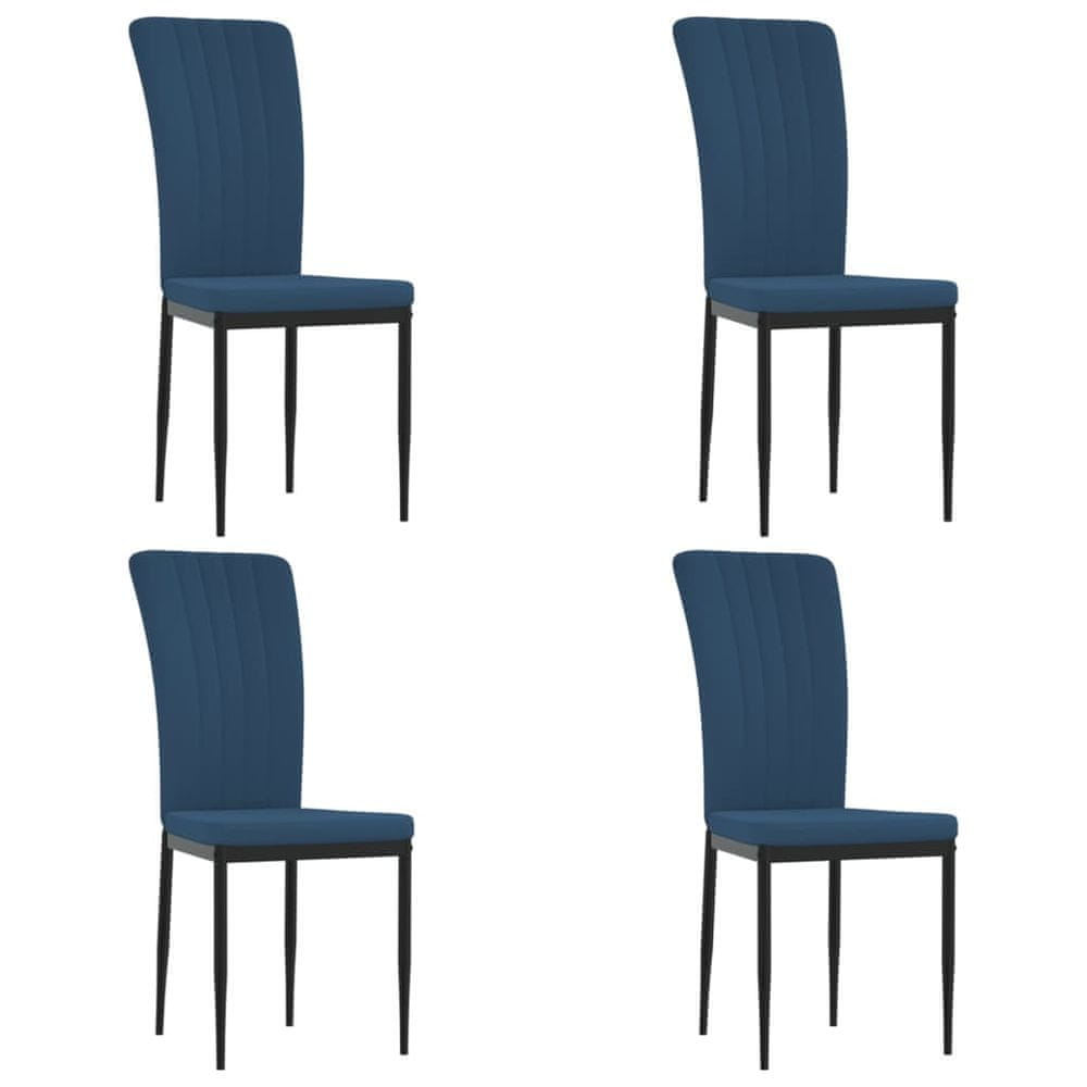 Vidaxl Jedálenské stoličky 4 ks modré zamatové